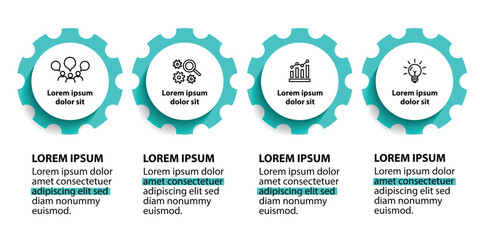 Fototapeta premium 4 steps infographic template with 4 options. Flowchart that can be used for business report, data visualization and presentation. Timeline infographic elements vector illustration.