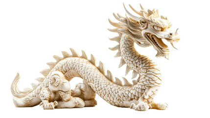 chinese dragon sculpture isolated on white background 