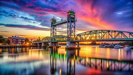 Portsmouth, NH Memorial Bridge: Scenic Panoramic View with High Depth of Field