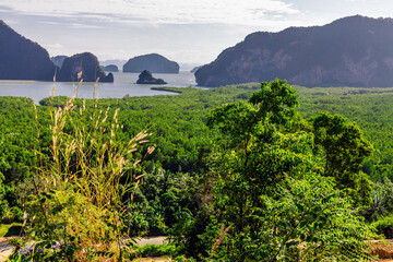 The natural background of Phang Nga Bay or from the Samet Nang Chee viewpoint, a world-famous...