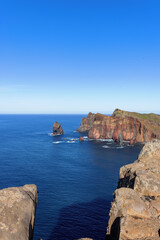Coastal landscape at Ponta de Sao Lourenco on the east coast of Madeira, Portugal.