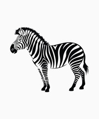 Obraz premium Full shot of a zebra.The zebra is depicted in a stylized, black and white silhouette.