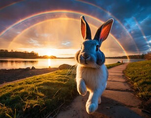 rabbit in the sunset