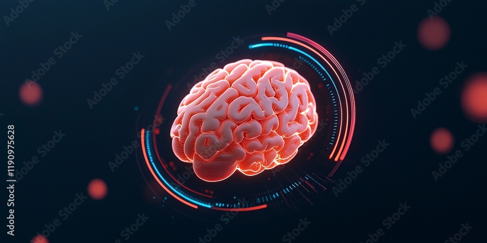 Poster neuroscience research breakthrough laboratory digital image high-tech environment close-up view brai