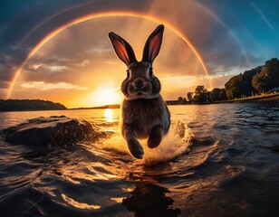 rabbit in the sunset