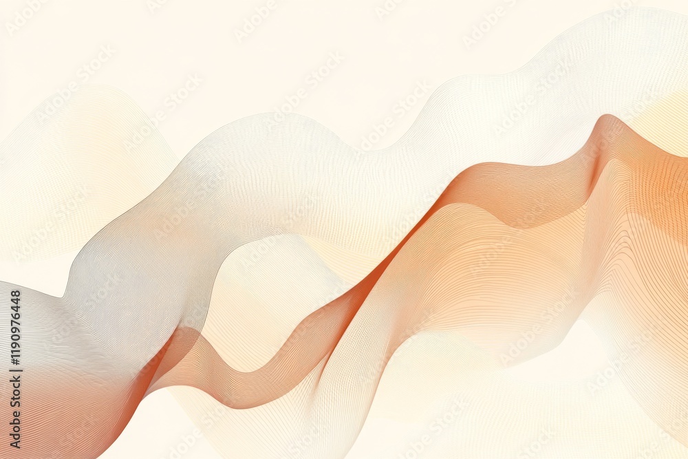 Poster elegant abstract design with flowing beige and brown lines on white background, modern and professio