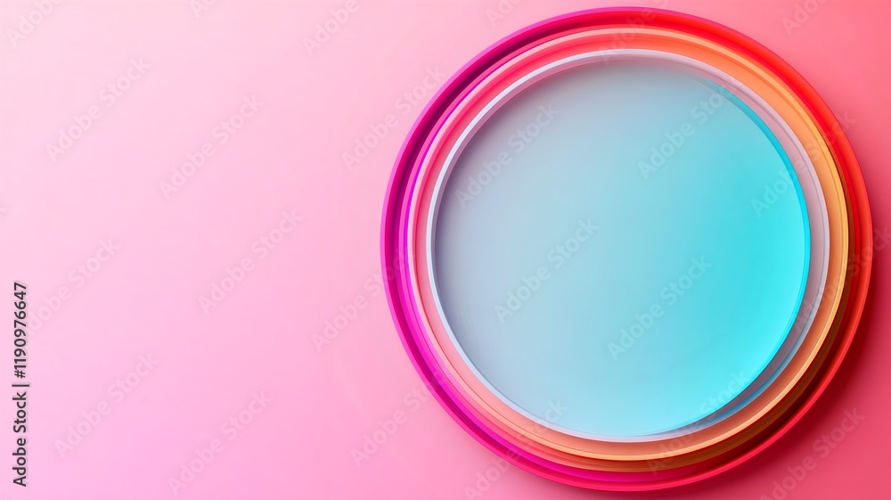 Poster gradient circular elements on clean background,innovative 3d concept