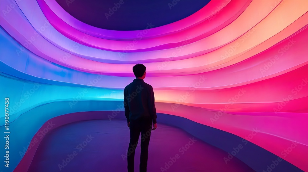 Aufkleber mesmerizing curvilinear glass labyrinth with interactive light projections and dynamic color