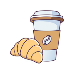 coffee and croissant vector icon, coffee and croissant vector illustration - simple illustration of coffee and croissant, perfect for logos and iconscoffee and croissant 