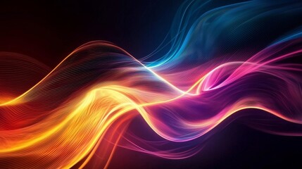 Fototapeta premium Abstract Neon Wave Composition Vibrant Hues and Dynamic Lines, Abstract Art, Digital Art Abstract Background, Light Painting
