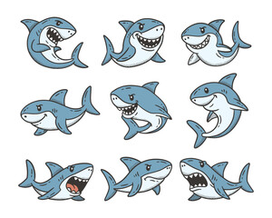 Cute Shark Doodle Style Illustration