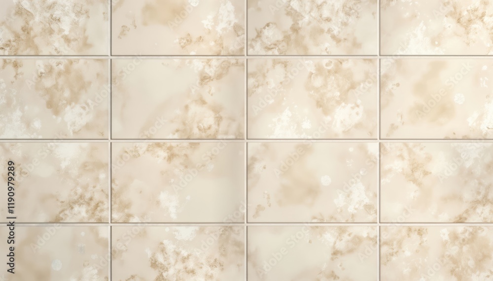 Poster beige textured tiles arranged in grid pattern. natural stone-like appearance creates subtle design f