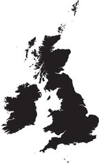 Editable vector silhouette map of the United Kingdom, including Great Britain (England, Scotland, and Wales) and Northern Ireland, along with smaller surrounding islands.