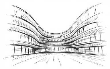 Abstract Sketch Of A Modern Building Design