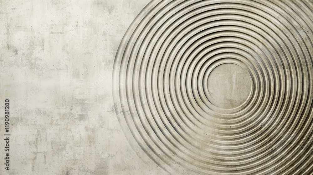 Poster abstract white background with circular lines and textured surface