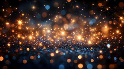 Obraz premium Abstract Festive Background with Blue and Gold Glitter Lights and Sparkle