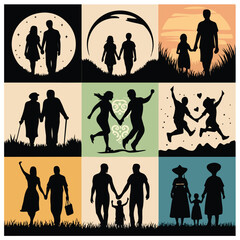 Multiple silhouettes of a couple Romantic couples Couple People, art vector silhouette design Couple People, art vector silhouette design cupol silhouette 

  