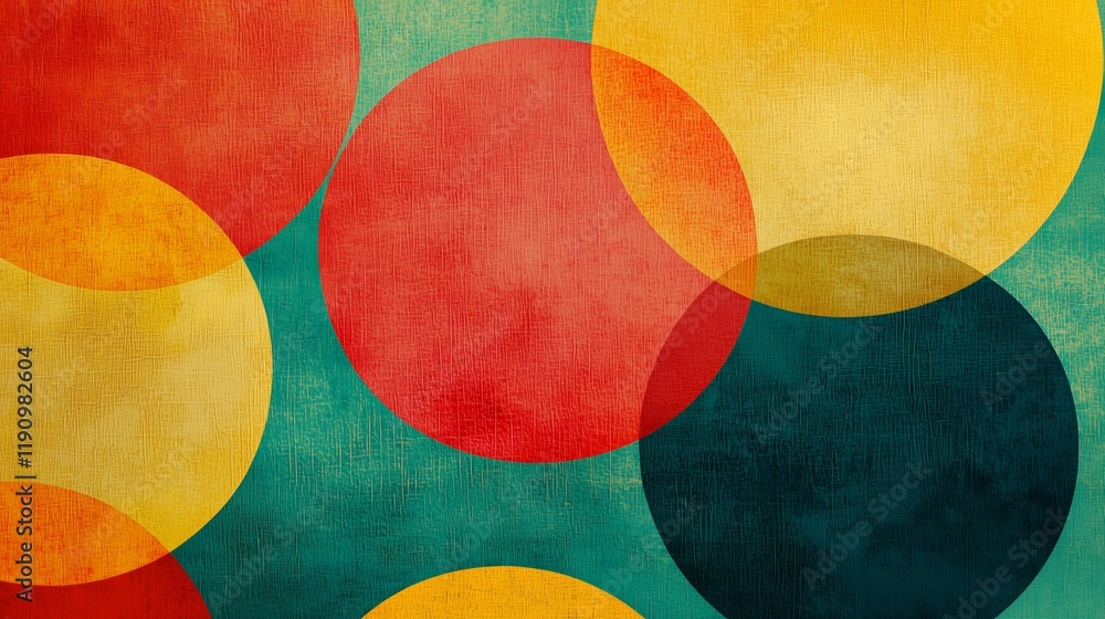 Poster abstract colorful circles on textured background for graphic design