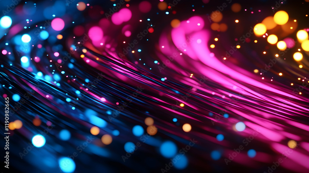 Poster futuristic digital data network with glowing lights and abstract geometry