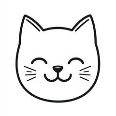 Happy cartoon cat face, white background, digital drawing, children's book illustration
