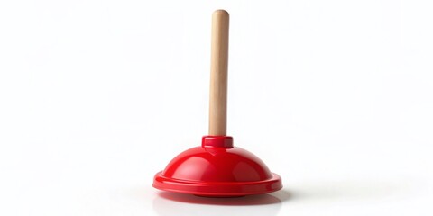Red Plunger for Toilet Clog Removal - Isolated on White Background