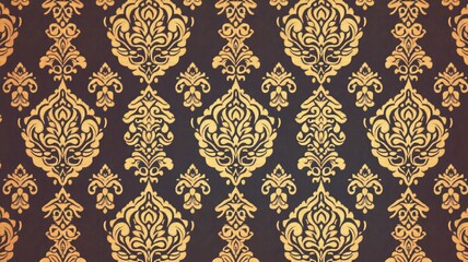 Elegant Thai Scrollwork Pattern in Luxurious Gold and Purple Tones