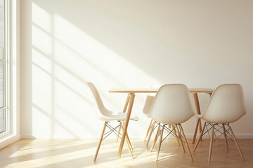 interior living room table and chairs neatly arranged