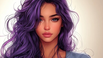 Futuristic Woman with Striking Purple Hair. Generative AI