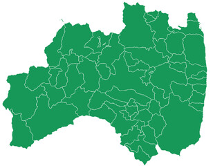 福島県　地図　グリーン　イラスト