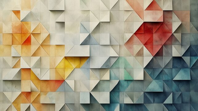 Colorful Abstract Geometric Pattern with Triangles and Textures