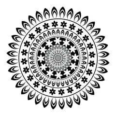 round mandala flower  white and black