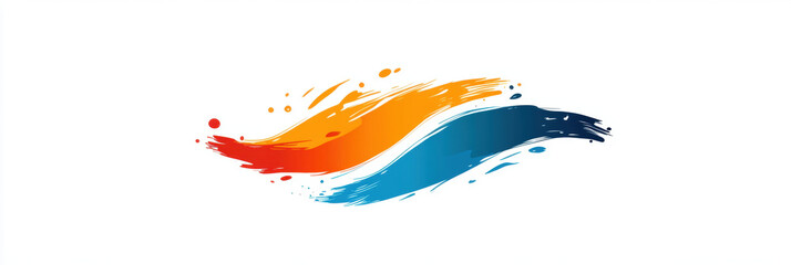 Abstract brush strokes in vibrant orange and blue on white background create dynamic and artistic design. flowing shapes suggest movement and creativity, evoking sense of energy and expression