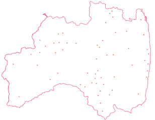 福島県　地図　白　斑点　イラスト