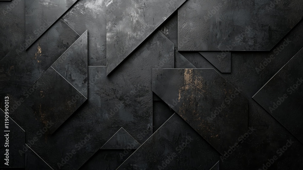 Poster abstract textured surface with geometric black panels and patterns