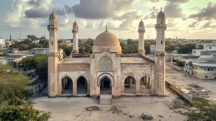 Fototapeta premium Abandoned Mosque in a Dusty Cityscape