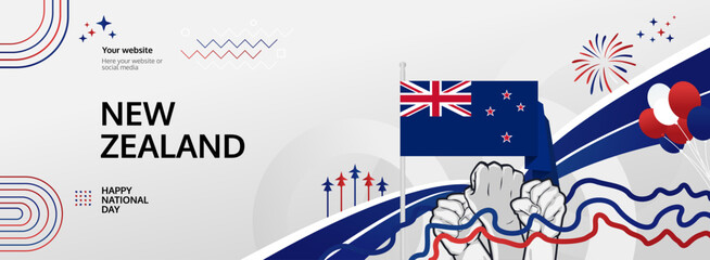 New Zealand Waitangi Day greeting banner. 6th February Happy New Zealand National Day. Holidays illustration concept. Great for event like carnival, feast poster, support, culture and tourism © Naufal Milan Design