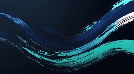 Abstract blue green wave on dark background, ideal for digital art