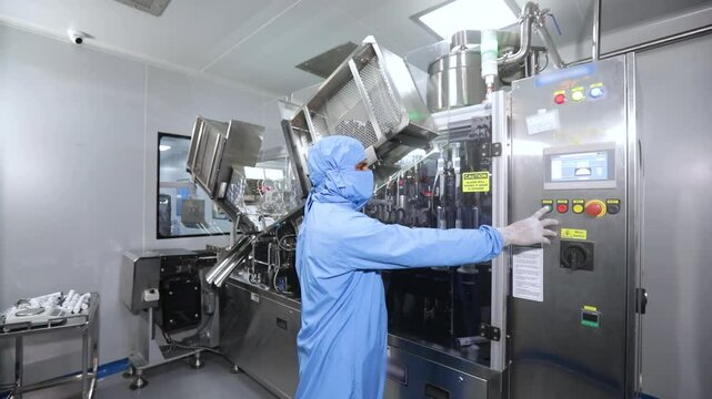 Cream paste filling machine. plastic tubes in paste filling machine. cream, ointment, gel filling machine. sealing plastic tubes, filling and sealing tubes automatic. pharmaceutical production