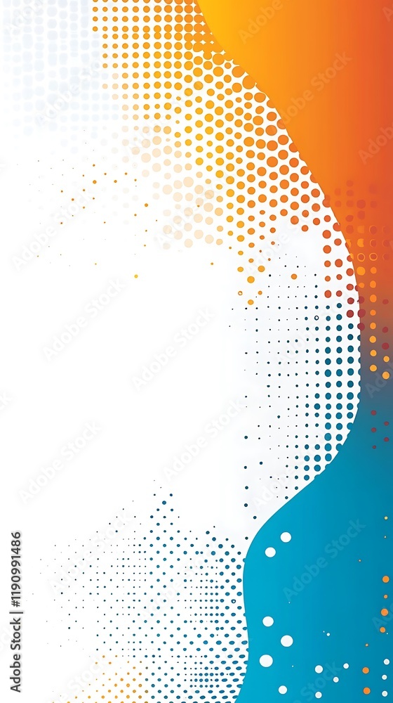 Aufkleber abstract orange blue white gradient background halftone dots design