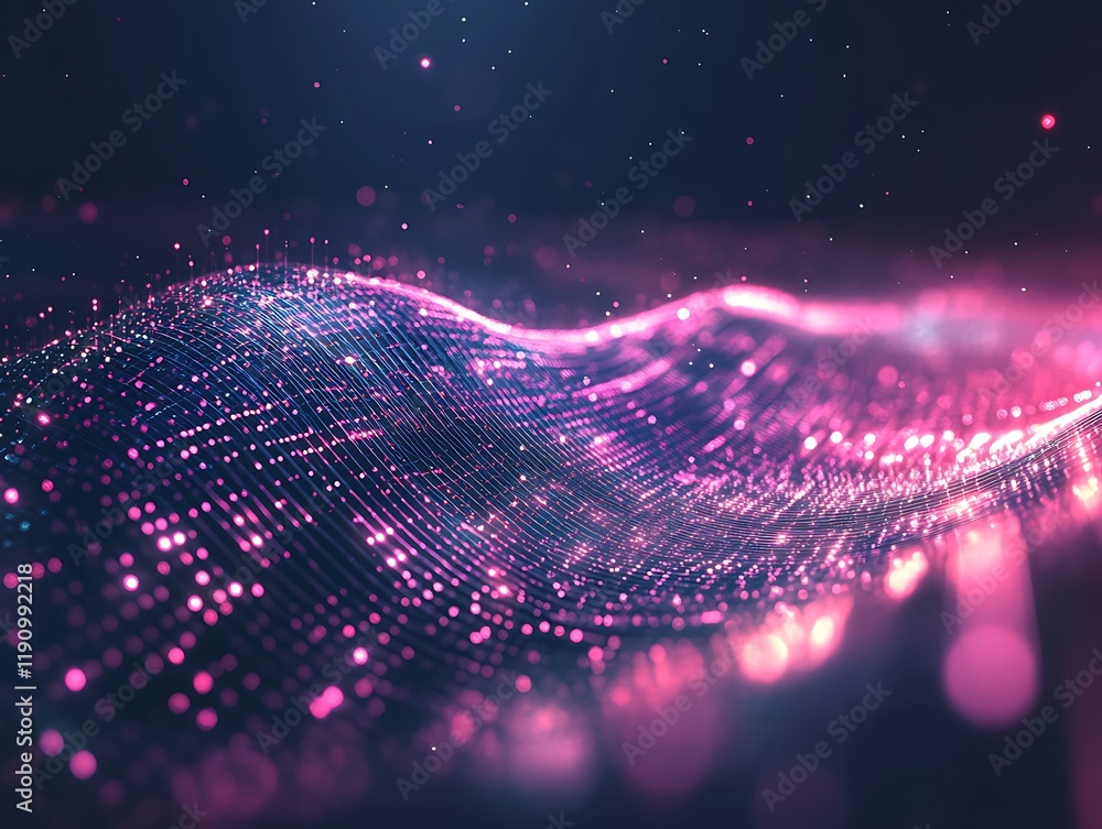 Poster abstract pink digital wave data flow background animation