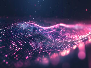 Abstract pink digital wave data flow background animation