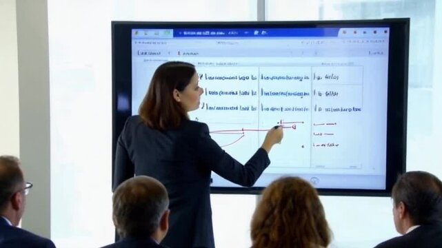 Mulher dando aula para pessoas.