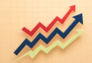 Navy Blue Zigzag Arrow Surrounded By Red And Light Green Graphs