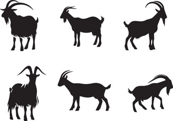 Fototapeta premium goat silhouettes set