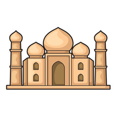 Taj Mahal illustration showcasing iconic Indian monument in a creative way, ideal for travel brochures, postcards, and cultural presentations