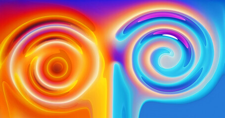 Red-yellow and Blue marble magic sci-fi