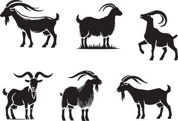 goat silhouettes set