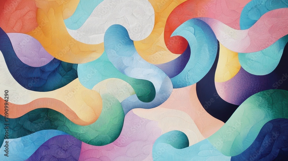 Poster abstract colorful waves pattern with soft curves and textured layers for modern design aesthetics