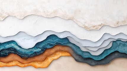Fototapeta premium Abstract Wavy Layers of Texture and Color in Earthy Tones and Soft Hues for Modern Design Inspirations
