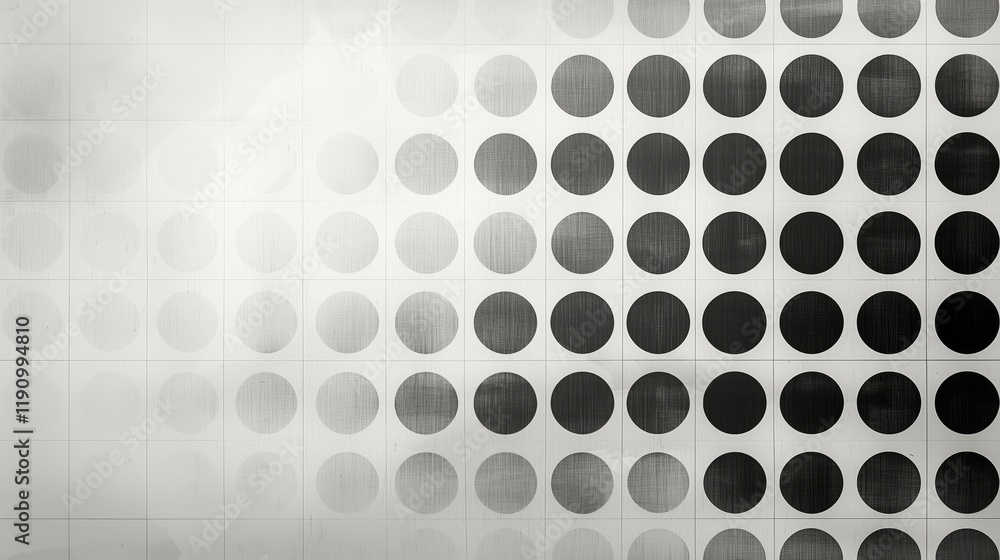 Poster abstract pattern of black and white circular shapes on canvas